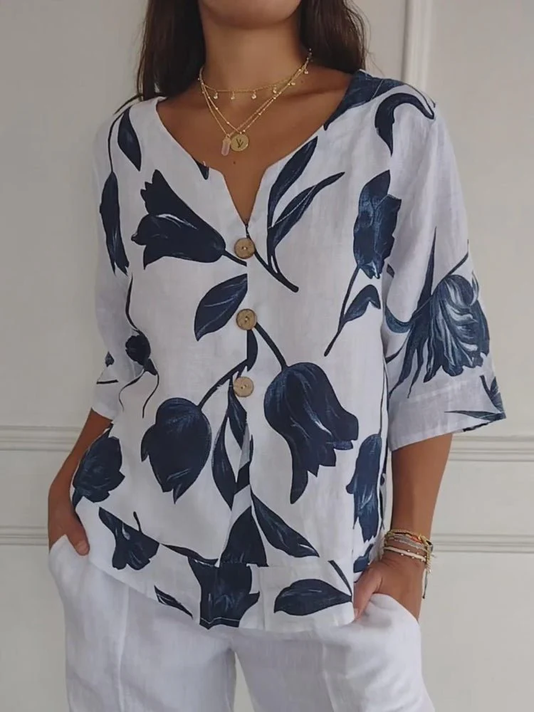 Brigitte – Floral Button Blouse